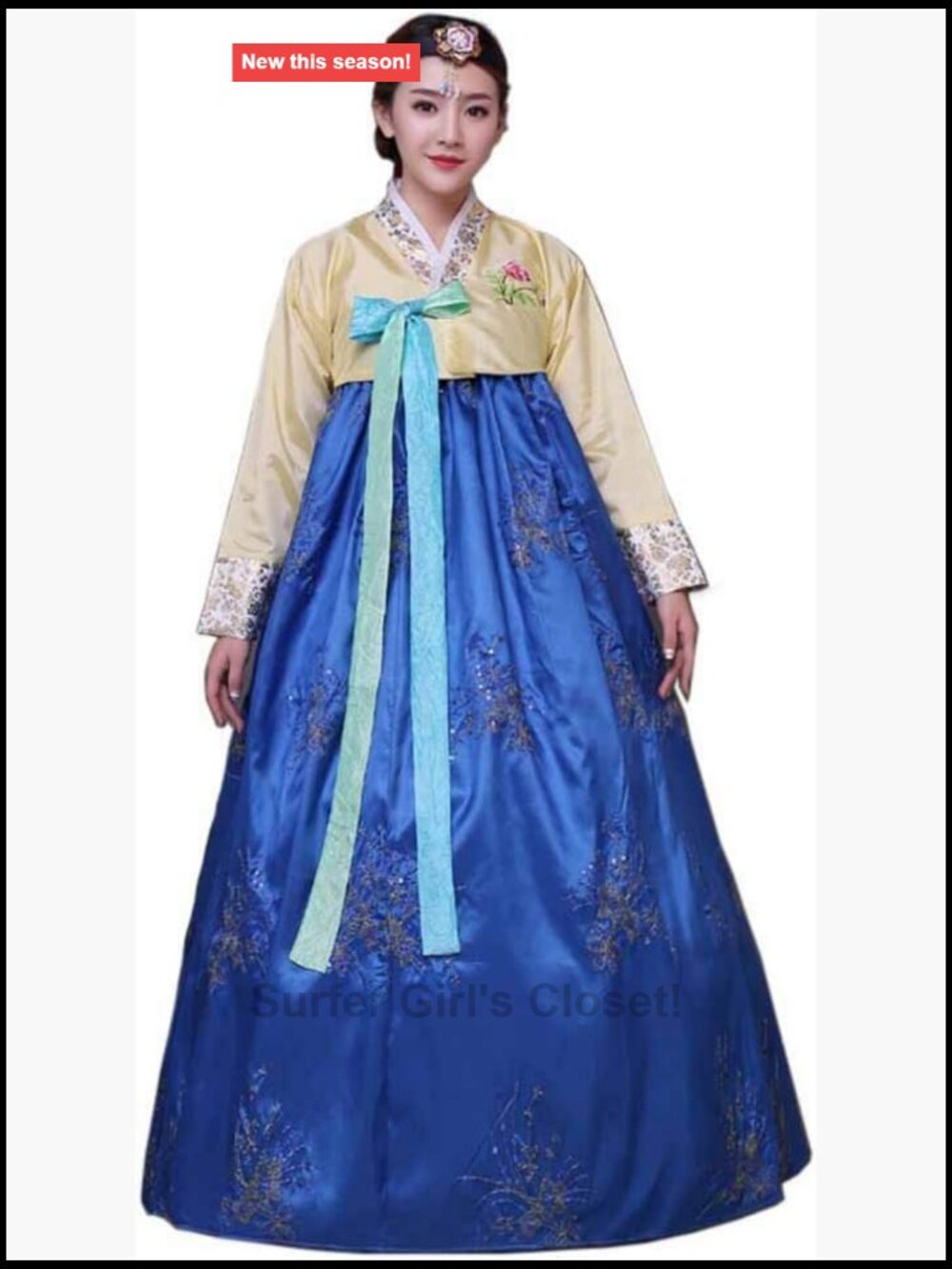 Korean Hanbok Dress Traditional Wedding Stage Costume Long Sleeve Polyester